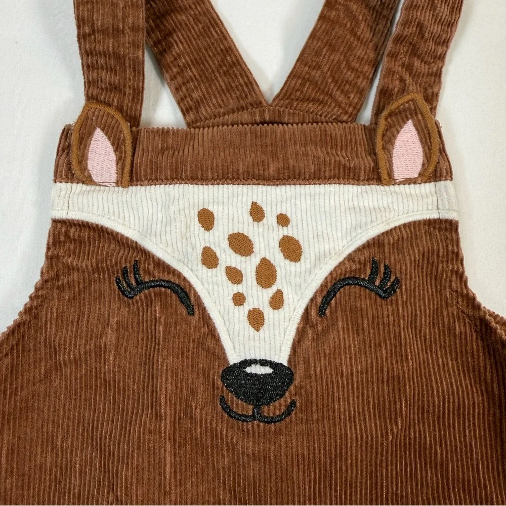 THE‎ CHILDREN’S PLACE Girls Brown Corduroy Deer Jumper Dress Size 4T